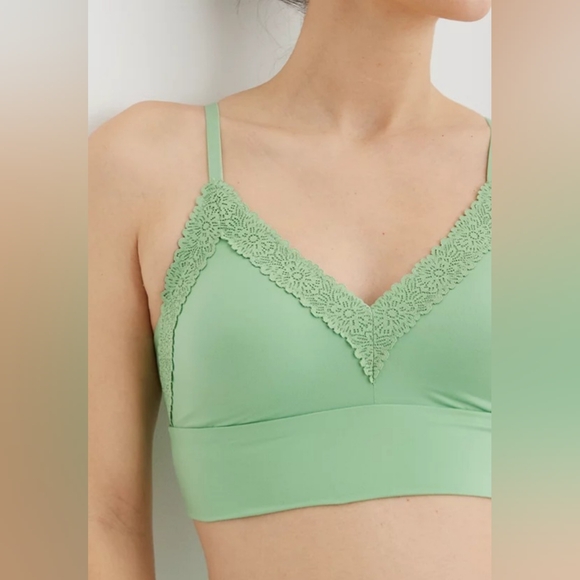 💚AERIE SUNNIE BLOSSOM LACE PADDED TRIANGLE BRALETTE SIZE M - Picture 3 of 8